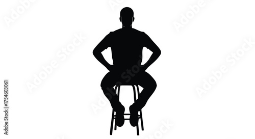 Silhouette of a man sitting confidently on a chair, showcasing a strong and assertive posture. Ideal for representing authority, contemplation, or a break