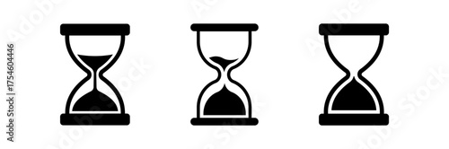 Sand watch icon set. Hourglass symbol. Sandglass logo. Flat vector illustration.