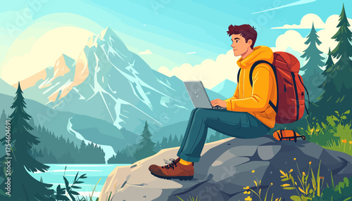 Work from Anywhere The Joy of Remote Work and Digital Nomad Lifestyle Amidst Nature's Beauty