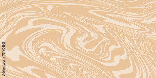 Beige marble acrylic swirl seamless pattern. Coffee latte, caramel, ice cream texture. 1970s trippy psychedelic waves print background.