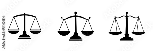Scales icon set. Justice scales. Weight scales. Scales vector icon. Vector illustrations