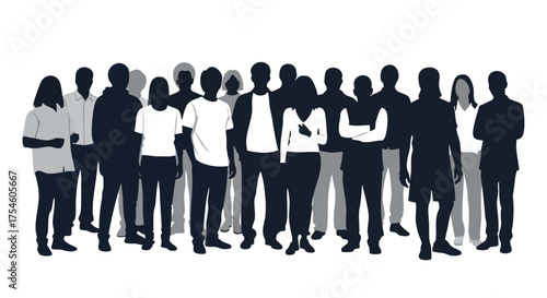 A diverse group of people standing together in solidarity, representing unity and community