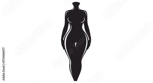 Elegant and modern vector silhouette of a curvaceous female body, ideal for themes of beauty, health, and empowerment, showcasing the human figure in a minimalist style