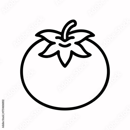 Minimalist Tomato Outline Vector Icon – Clean Black Line Art