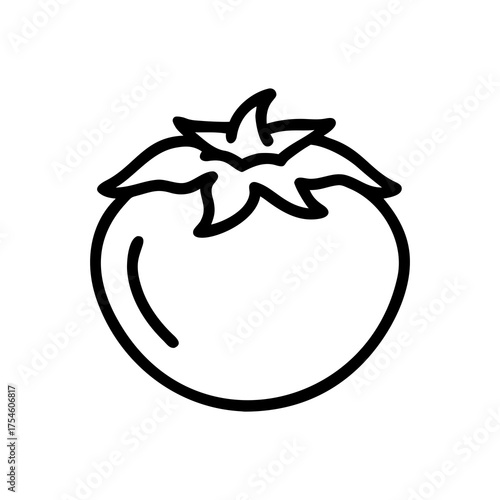 Minimalist Tomato Outline Vector Icon – Clean Black Line Art