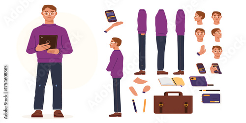 Character Creation Kit Male Poses and Accessories for Animation
