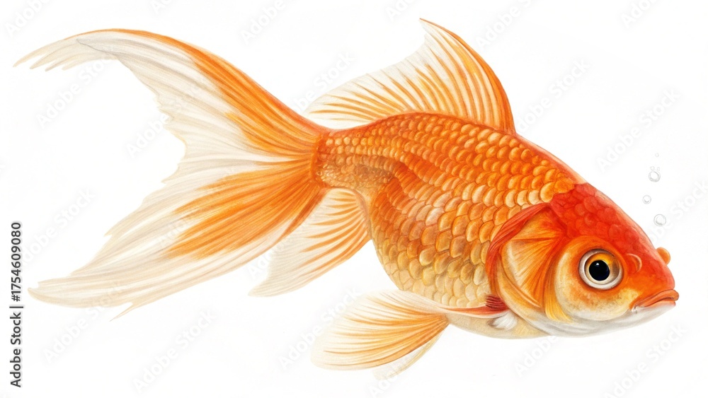 Fototapeta premium gold fish isolated on white