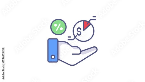 Wallpaper Mural interest rate icon, graph with percent of interest rate. web design, templates, infographics flat line icon video symbol. Torontodigital.ca