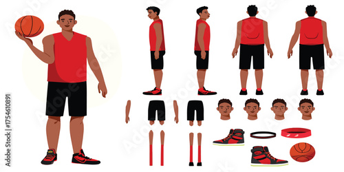 Basketball Player Vector Illustration Customizable Anatomy