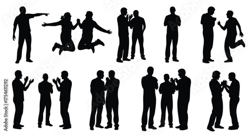 Silhouette Collection Diverse Actions and Interactions of People in Various Poses and Gestures