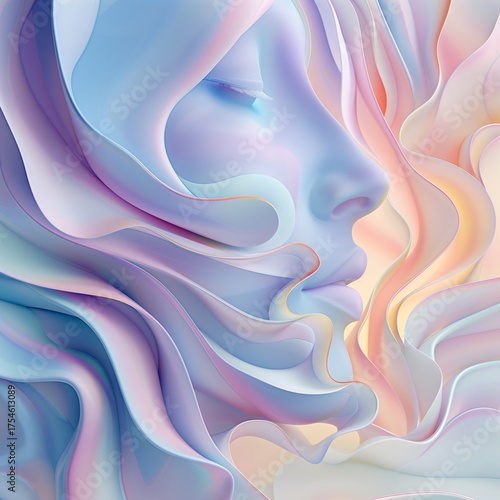 Pastel-toned abstract representation of words flowing from one person to another, illustrating the art of persuasion and connection