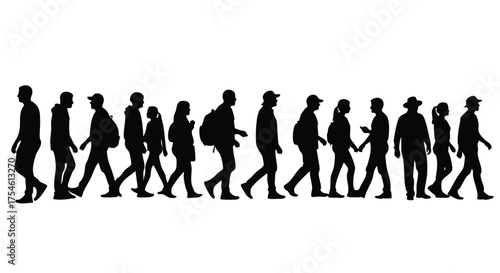 A Group of People Walking, Silhouette Art