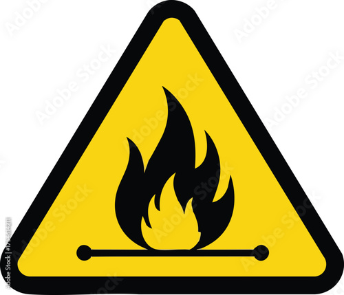 Flammable Warning Sign with Fire Symbol, Industrial Safety Hazard Icon