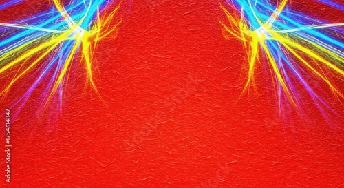 Abstract colorful lights on red textured ground