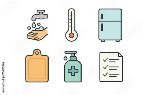 Essential icons for hygiene, health, food safety, and cleanliness protocols