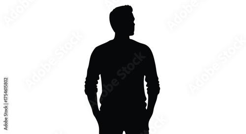 Conceptual silhouette of a man in profile, representing introspection, identity, and looking towards the future. Ideal graphic for abstract design concepts and visual communication elements