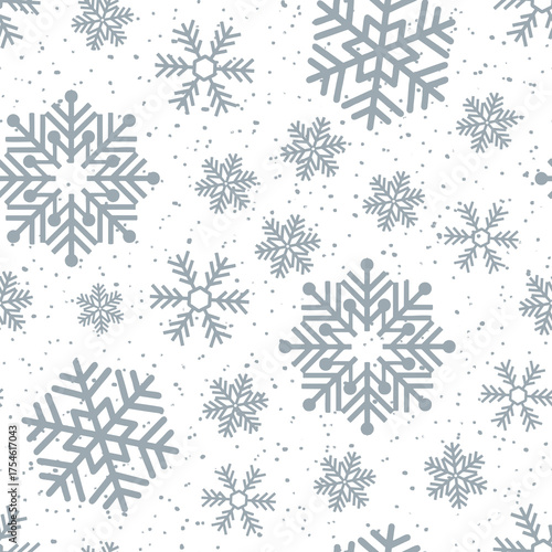 Seamless pattern with snowflakes isolated on transparent background.
