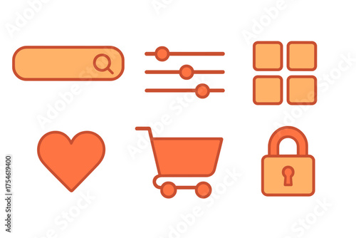 Essential UI UX icons set in modern flat design for digital interfaces and mobile applications
