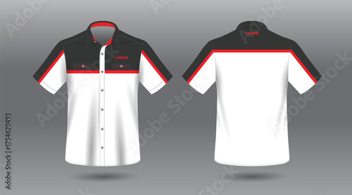 white red and black strip short sleeve work shirt for corporate company and industry