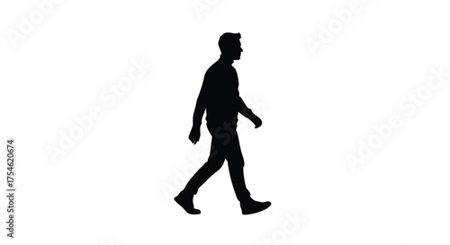 Silhouette of a walking man, perfect for design and representing concepts like movement and progress