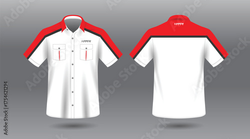 white red and black strip short sleeve work shirt for corporate company and industry