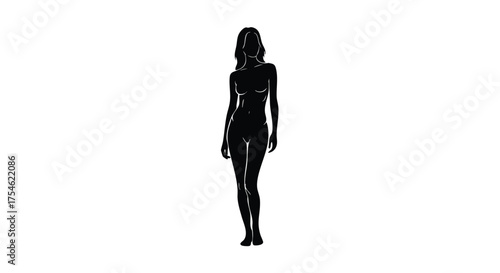 Silhouette of a Slender Woman Standing Tall