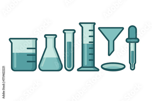 Collection of essential chemistry laboratory glassware and scientific equipment for experiments and research