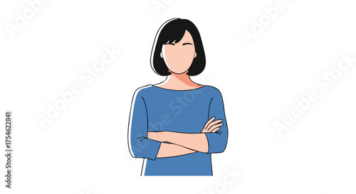 Confident Woman with Arms Crossed in Stylish Digital Portrait