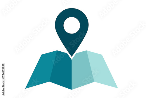 Map icon with location pin marker indicating navigation and geographical position