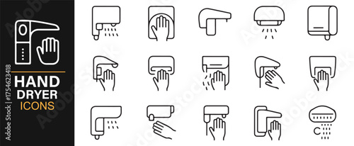 Editable glassware icons vector set in black and white showing cups, mugs, and pitchers