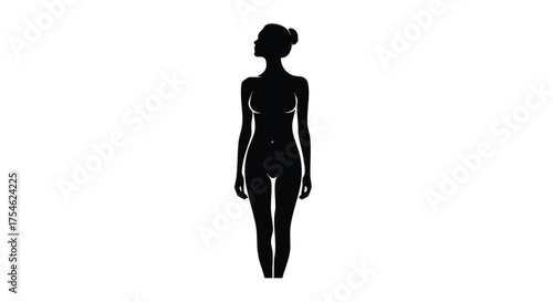 Graceful female silhouette illustration, a minimalist full-body vector graphic representing beauty, health, and the human form, ideal for wellness, fashion, or personal growth concepts