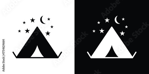 Night camping icon concept design element. pictogram icons.