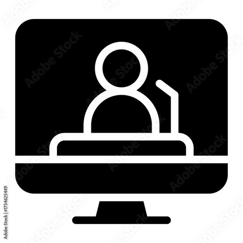 video conference glyph icon