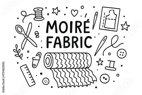 Moiré Fabric Doodle. Moiré Fabric. Hand-drawn doodle illustration of Moiré Fabric. wavy lines, ripples,
