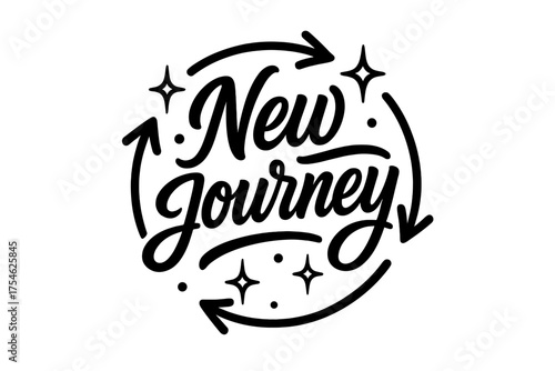 New Journey Design. “New Journey”. modern hand lettering, smooth curves, balanced composition, clear readable