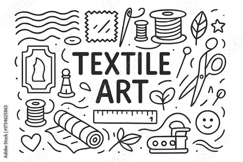 Textile Art Doodle. Textile Art. Hand-drawn doodle illustration of Textile Art. wavy lines, ripples, fabric