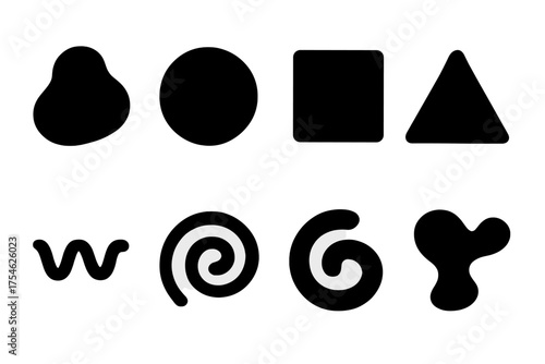 Creative Icon Set. Creative shapes. Filled icon set of Creative shapes: blob, circle, square, triangle, wavy