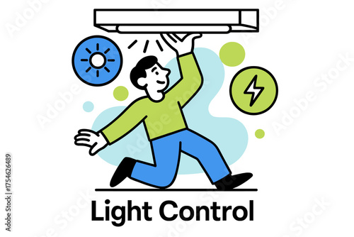 LED Light Adjustment. Under-cabinet light. Character adjusting glowing under-cabinet LED with floating