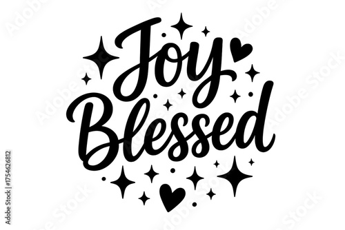Joy Blessed Art. “Joy Blessed”. modern hand lettering, smooth curves, balanced composition, clear readable