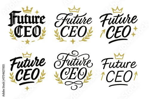 Elegant Future CEO Calligraphy. Future CEO. Create a calligraphy lettering illustration of the phrase: Future