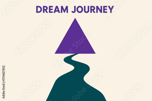 Dream Journey Poster. “Dream Journey”. geometric sans heavy, flat fills, long angled shadows, minimalist