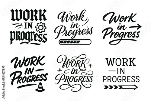 Calligraphy Styles Showcase. Work in Progress. Create a calligraphy lettering illustration of the phrase: Work