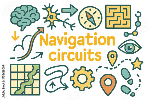 Navigation Circuits Illustration. Navigation circuits. Hand-drawn doodle illustration of Navigation circuits.
