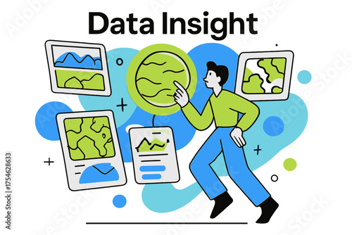 Venus Data Analysis. Venus exploration. Character analyzing glowing Venus data on holographic interface,