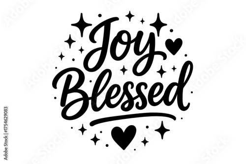 Joy Blessed Typography. “Joy Blessed”. modern hand lettering, smooth curves, balanced composition, clear