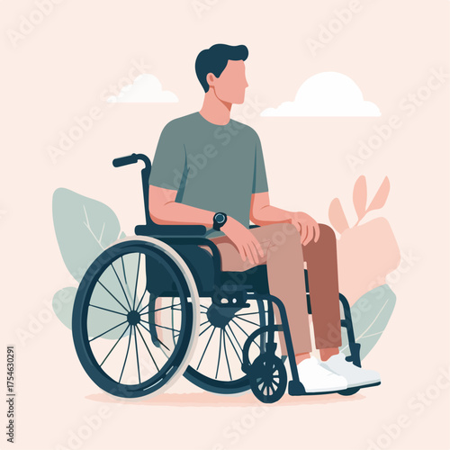 flat illustration of a person in a wheelchair
