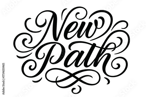 Elegant Calligraphy Design. “New Path”. Elegant modern calligraphy lettering with bold and saturated thick