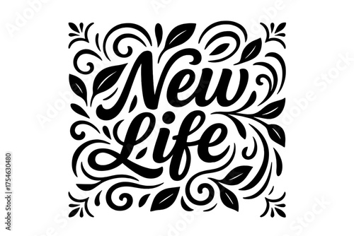 New Life Artistry. “New Life”. modern hand lettering, smooth curves, balanced composition, clear readable