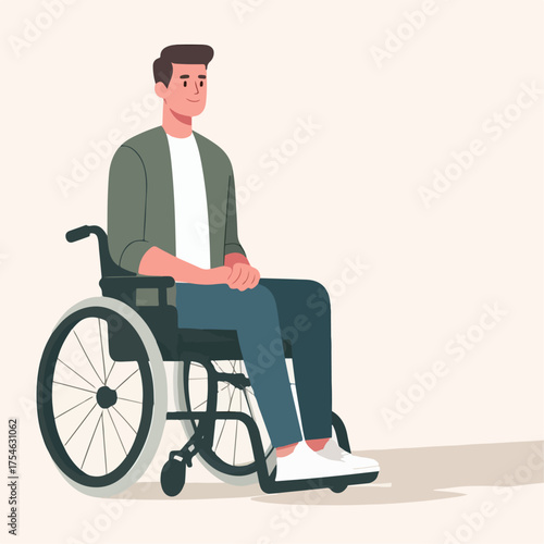 flat illustration of a person in a wheelchair