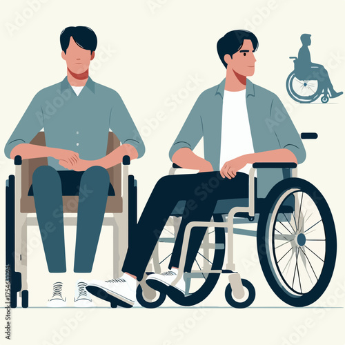 flat illustration of a person in a wheelchair